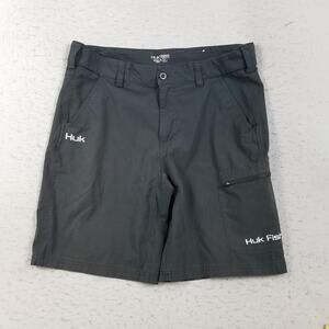 Huk Fishing Shorts Mens XL Gray Performance Quick Dry Stretch Cargo Zip Pockets